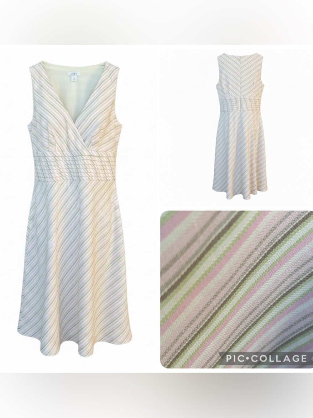 LOFT Sleeveless V-Neck Pastel Striped A-Line Dress 4